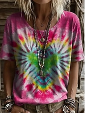 economico T-shirt Boho-Per donna Maglietta Stampato Floreale Grafico Geometrico Vintage Elegante Casual Manica Corta Girocollo Top lunghi Casuale Quotidiano Weekend Blu Rosa Viola chiaro Estate Primavera