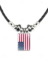 preiswerte Zubehör-Herren-Legierung &amp;Acryl-Halskette mit Anhängern in Nationalflaggen-Optik, verschiedene Ländermotive, lässiger Boho-Stil, perfekt für Fußballfans, Spieltage und Outdoor-Aktivitäten. &amp;Alltagskleidung