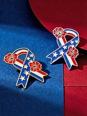 voordelige Accessoires-Damesbrocheset met legering lint en bloemmotief, gouden en zilveren patriottische reversspelden voor de viering van 250 jaar Amerika, Onafhankelijkheidsdag, feestelijke avondkleding en feestelijke