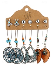 cheap Women's Earring-Women's Bohemian Alloy Turquoise Earrings Set, Multi Style Drop and Stud Earring Collection for Beach Vacation, Daily Casual Wear, Travel and Resort Styling