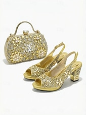 ieftine Sandale cu toc-pantofi eleganți pentru femei &amp;set de genți – accesorii asortate șic pentru cocktailuri