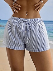 economico Pantaloncini Bermuda-Per donna Chinos Shorts Vacanza Moda Streetwear Corto Vita Alta Semplice A righe Fascia Elastica Comodo Comodità Morbido Micro-elastico Quotidiano All'aperto Streetwear Blu Nero Bianco Rosa Estate