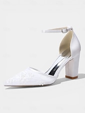 cheap Block Heel Pumps-Women's Champagne Embroidered Block Heel Pumps – Elegant Cocktail Party Dress Shoes