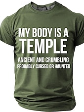 ieftine Tricouri cu umor sarcastic-Corpul meu este un templu antic, blestemat, bântuit, tricou amuzant, sarcastic, cu umor, grafic, guler rotund, mânecă scurtă, cadou de ziua de naștere pentru el, cadou de glumă, haine de designer