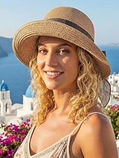 preiswerte Hüte für Damen-Damen-Sonnenhut im Boho-Stil, faltbarer Strohhut mit breiter Krempe und Schleife in verschiedenen Farben für Strandurlaub, Freizeit, Reisen und Sommerurlaub im Resort.