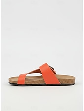 abordables Sandalias deslizantes-Chanclas de tiras cruzadas con hebilla grande, sandalias cómodas y elegantes para mujer, perfectas para verano, playa y salidas casuales.