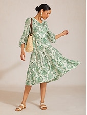 abordables Vestidos casuales con flores-Vestido largo de gasa fluida con estampado barroco exuberante