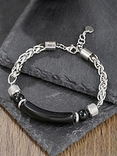 abordables Bijoux pour hommes-Bracelet bohème pour homme en acier titane et pierres naturelles, bracelet à maillons multicolores idéal pour les vacances à la plage, les tenues d'été décontractées et le quotidien.