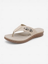 economico Sandali Comodi-infradito da donna blu con supporto plantare – comodi sandali infradito imbottiti, pantofole estive traspiranti e leggere con eleganti dettagli in metallo per la spiaggia e i viaggi. &amp;abbigliamento
