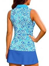 baratos Camisa Feminina-Mulheres Floral Tops Camisa Esportiva Camisa polo de caminhada Regata Sem Manga Zíper Floral UPF50+ Resistente a UV Elasticidade Alta Pavio Humido Respirável Tênis Golfe Pickleball Aberto para a