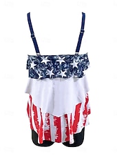 economico Tankini-Per donna Costumi da bagno Tankini Due pezzi Shorts Costume da bagno Controllo della Pancia Vita alta Snello Senza schiena Vacanza Abbigliamento da Spiaggia Bandiera Collo a U Senza Maniche Costumi