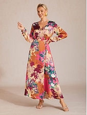 billiga tryck avslappnad klänning-blommig maxiklänning med spets