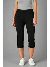 billige Vanlige leggings-Dame Capri-bukser Leggings Elegant Ferie Grunnleggende Kalv lengde Høy Midje Helfarge Komfort Elastisk Daglig Svart Hvit Kakifarget Sommer Vår Bodycon topp