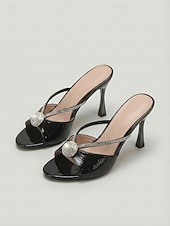 cheap Women-Women's Pink Rhinestone High Heel Sandals - Elegant Slingback Stiletto for Vacation Dinner &amp; Beach Evening Party