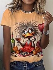 economico Maglietta Animali-Per donna Maglietta Stampato Grafico Animale Cartoni animati Elegante Classico Casual Manica Corta Girocollo Top Regolari Quotidiano Blu Bianco Rosa Arancione Estate Primavera