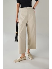 cheap Wide Leg &amp; High Waisted-Women's Wide Leg Chinos Vacation Full Length High Waist Comfortable Micro-elastic Daily White Navy Blue khaki Summer Spring Loose Fit