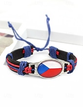 abordables Accesorios-Pulsera de hombre de piel sintética y acrílico con la bandera nacional, pulsera multinacional para aficionados al fútbol, para el día del partido, para animar en el estadio, para ropa deportiva informal y para el día a día.