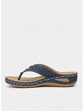 billiga Slide Sandaler-kvinnors komfortkil-thongsandaler, vadderade platåsandaler för sommarstrandpromenader