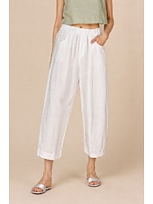 cheap Straight-Leg Pants-Women's 100% Linen Vacation Basic Ankle-Length Mid Waist Plain Breathable Inelastic Daily Flaxen gray-green White Spring Loose Fit