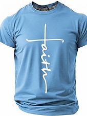 cheap Faith T shirts-Faith Cross Men's Minimalist Christian Spiritual Religious T Shirt Graphic Crew Neck Short Sleeve Church Worship Easter Gift for Believers Designer Clothing Apparel