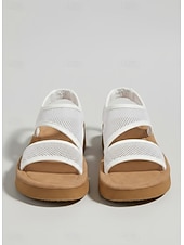 abordables Sandalias Planas-Sandalias de plataforma de malla transpirable para mujer: sandalias ligeras e informales de verano, cómodas y de punta abierta, ideales para caminar, viajar, ir a la playa, al jardín y para el uso
