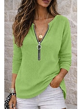 economico Bluse Semplici-Per donna Camicia Camicia a nido d'ape Camicia popover Camicia casual Patchwork Tinta unica Semplice Vacanza Vintage Moda Manica Lunga Scollo a V Top Regolari Abbigliamento casual alla moda Spiaggia