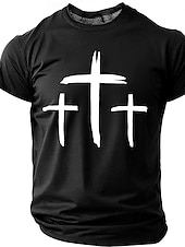 abordables Camisetas de fe-Hombre Cruz Camiseta Manga Corta Camiseta Impresión 3D Cuello Barco Camisa Moda Design Sencillo Casual Diario Fiesta Rojo Verano Primavera Ropa S M L XL XXL XXXL
