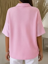 cheap Plain tee-Women's Waffle Shirt Summer Tops Pocket Buttons Solid Color Vintage Stylish Sleeveless Half Sleeve Polo Collar Regular Tops Casual Daily Outdoor Yellow Pink Red Green Summer Spring Fall
