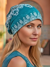 cheap Women's Hats-Women's Bohemian Soft Lightweight Polyester Hat Headscarf Neck Gaiter, Multi-Color Ethnic Print Hair Wrap and Tube Scarf for Beach Vacation Travel and Everyday Casual Wear
