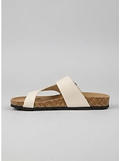 abordables Sandalias deslizantes-Chanclas de tiras cruzadas con hebilla grande, sandalias cómodas y elegantes para mujer, perfectas para verano, playa y salidas casuales.