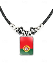 preiswerte Zubehör-Herren-Legierung &amp;Acryl-Halskette mit Anhängern in Nationalflaggen-Optik, verschiedene Ländermotive, lässiger Boho-Stil, perfekt für Fußballfans, Spieltage und Outdoor-Aktivitäten. &amp;Alltagskleidung