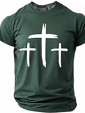 abordables Camisetas de fe-Hombre Cruz Camiseta Manga Corta Camiseta Impresión 3D Cuello Barco Camisa Moda Design Sencillo Casual Diario Fiesta Rojo Verano Primavera Ropa S M L XL XXL XXXL