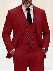 Χαμηλού Κόστους Ανδρικά Κλασικά Σακάκια-Ανδρικά Σακάκι+Γιλέκο+Παντελόνι Στολές Επιχείρηση Κοκτέιλ Πάρτι Γαμήλιο Πάρτι Μοντέρνα Καθημερινό Άνοιξη Φθινόπωρο Πολυεστέρας Σκέτο Τσέπη Κουμπιά Άνετο Μονόπετο Χρωματιστή ζακέτα