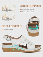 economico Sandali Comodi-sandali da donna con zeppa traforata rosa – comode scarpe estive con plateau e punta aperta e cinturino con fibbia per la spiaggia, i viaggi e l'abbigliamento casual