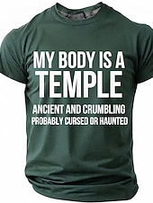 ieftine Tricouri cu umor sarcastic-Corpul meu este un templu antic, blestemat, bântuit, tricou amuzant, sarcastic, cu umor, grafic, guler rotund, mânecă scurtă, cadou de ziua de naștere pentru el, cadou de glumă, haine de designer