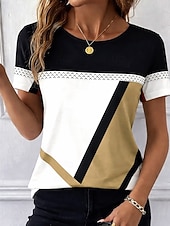  イースター 女性用 Tシャツ プリント グラフィック チェック 抽象的 ヴィンテージ スタイリッシュ クラシック 半袖 長袖 クルーネック ラウンドネック レギュラートップス 日常 ブルー グレー 白 / グリーン ルビーレッド パープル 夏 春 秋