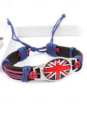 abordables Accesorios-Pulsera de hombre de piel sintética y acrílico con la bandera nacional, pulsera multinacional para aficionados al fútbol, para el día del partido, para animar en el estadio, para ropa deportiva informal y para el día a día.
