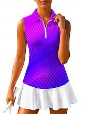 baratos Camisa Feminina-Mulheres Geométrica Tops Camisa Esportiva Camisa polo de caminhada Camisa de tênis Sem Manga Zíper Floral UPF50+ Resistente a UV Elasticidade Alta Pavio Humido Respirável Tênis Golfe Pickleball
