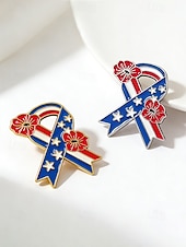 voordelige Accessoires-Damesbrocheset met legering lint en bloemmotief, gouden en zilveren patriottische reversspelden voor de viering van 250 jaar Amerika, Onafhankelijkheidsdag, feestelijke avondkleding en feestelijke