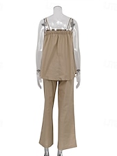 economico Imposta-Per donna Set di biancheria in cotone Set di Pantaloni Senza Maniche Spallina Tinta unica Moda Streetwear Boho Casuale Quotidiano All'aperto Cachi Estate Vestibilità regolare
