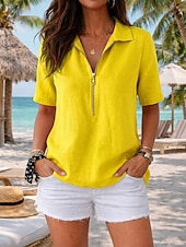 cheap Shirts-Women's Shirt Solid Color Plain Vacation Vintage Stylish Sleeveless Regular Tops Casual Blue Black White Yellow Wine Summer Spring
