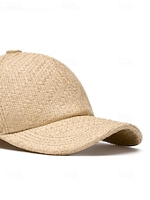 tanie Kapelusze damskie-Damska czapka baseballowa ze słomy w stylu boho, regulowany, wielokolorowy, tkany kapelusz przeciwsłoneczny na wakacje na plaży, podróże do kurortu, wypoczynek na świeżym powietrzu i codzienny strój