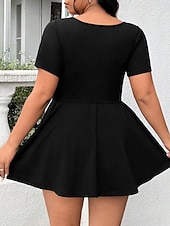 cheap Dress Sets-Women's Two Piece Sets Skirt Sets Short Sleeve Square Neck Plain Fashion Streetwear Casual Daily Outdoor Black Brown Gray Summer Slim