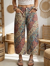 economico Pantaloni Grafici-Per donna Gamba larga Pantaloni Eleganti Pantaloni Corti Vacanza Vintage Casual Lunghezza alla caviglia Vita Alta Grafico Motivo Geometrico Stampa Comodo Comodità Traspirabilità Inelastico Quotidiano