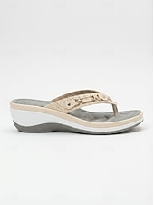 economico Infradito scivolosi-sandali infradito con zeppa bianca da donna con accenti di strass – comode scarpe estive casual