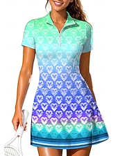 Χαμηλού Κόστους Φόρεμα Γυναικών-Γυναικεία Καρδιά Γεωμετρικό Βαθμίδα Καρό Φόρεμα τένις Αθλητικό φόρεμα Κοντομάνικο Στάμπα Αναπνέει Τέννις Γκολφ Μπάντμιντον Γιακάς Περιλαίμιο Polo Φορέματα Ανοικτό Κίτρινο Πράσινο Ανοικτό Κόκκινο