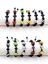abordables Accesorios-Pulsera deportiva para hombre de materiales mixtos con motivos de fútbol y baloncesto. &amp;Cuentas de fútbol, tamaño ajustable, accesorio de apoyo para aficionados, ropa informal para el día del partido,