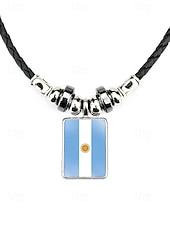 preiswerte Zubehör-Herren-Legierung &amp;Acryl-Halskette mit Anhängern in Nationalflaggen-Optik, verschiedene Ländermotive, lässiger Boho-Stil, perfekt für Fußballfans, Spieltage und Outdoor-Aktivitäten. &amp;Alltagskleidung