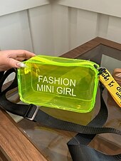 billige Reise- og feriebager-kvinners klar PVC-skulderveske, flerfarget gjennomsiktig skulderveske med justerbar stropp, lett og stilig for strandferie, reise og uformell daglig bruk.