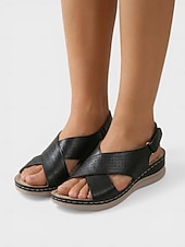 abordables Sandales Confort-Sandales bleues confortables pour femmes avec soutien de la voûte plantaire – chaussures de marche respirantes à brides croisées, sandales d'été légères et souples idéales pour les voyages et le